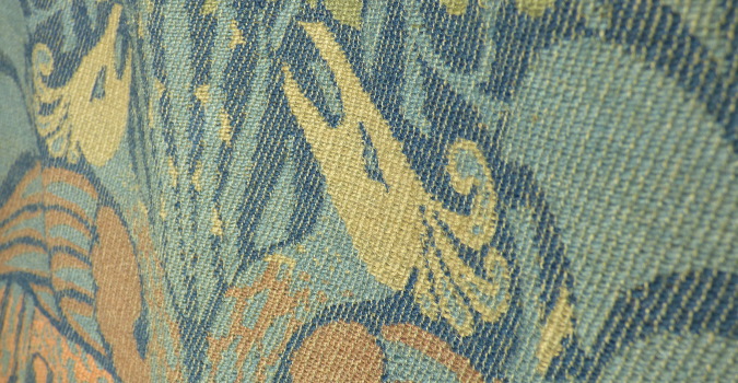 Peacock and Dragon wool hanging detail